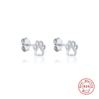 Sterling Silver Paw Print Stud Earrings