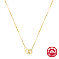 925 Silver Gold-Plated Geometric Chain Necklace