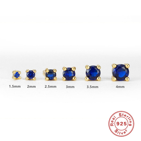 925 Silver Blue Stone Stud Earrings