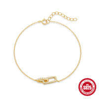 Gold-Plated Pavé Link Chain Bracelet