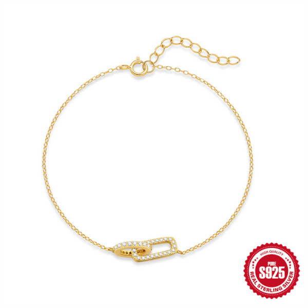 Gold-Plated Pavé Link Chain Bracelet