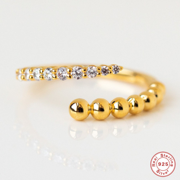 Gold-Plated Cubic Zirconia Adjustable Ring