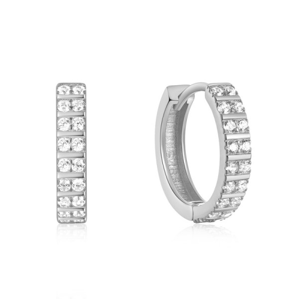 925 Silver Channel-Set Huggie Earrings