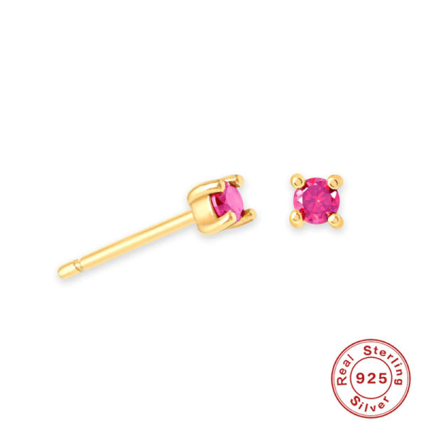 Gold-Plated Pink Stone Stud Earrings
