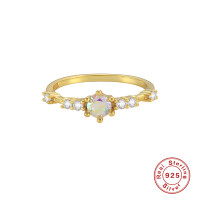 Gold Opal Prong-Set Band Ring