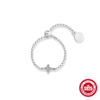 925 Silver Geometric Adjustable Chain Ring