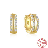 Gold-Plated Pavé Huggie Earrings