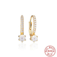 Gold-Plated Cubic Zirconia Huggie Hoops