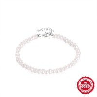 925 Silver Freshwater Pearl Beaded Bracelet