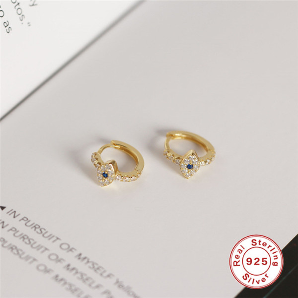 Gold-Plated Evil Eye Huggie Earrings