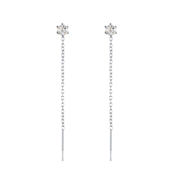 925 Silver Cubic Zirconia Threader Earrings