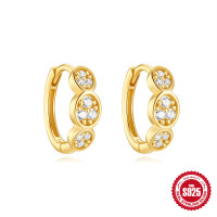 Gold Huggie Earrings with Cubic Zirconia