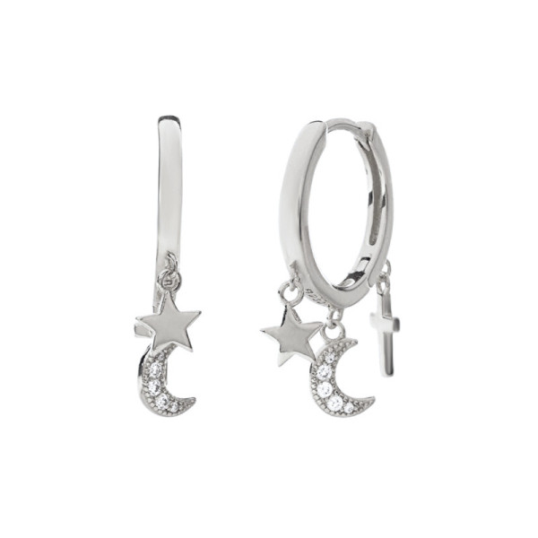 925 Silver Celestial Charm Hoop Earrings