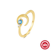Gold-Tone Geometric Blue Stone Band