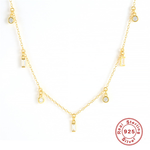 Gold-Plated Cubic Zirconia Station Necklace