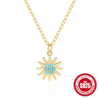 Gold-Tone Turquoise Sunburst Pendant Necklace