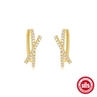 Gold-Tone Pavé Huggie Earrings