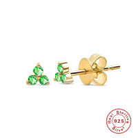 Green Cubic Zirconia Gold-Finish Stud Earrings