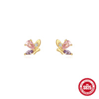 925 Silver Multicolor Butterfly Stud Earrings