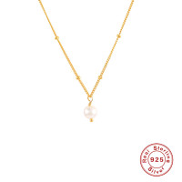 Gold-Plated Pearl Pendant Necklace