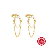 Gold-Tone Geometric Chain Stud Earrings