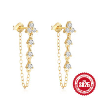 Gold-Plated Cubic Zirconia Dangle Earrings