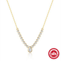 Gold-Plated Teardrop Cubic Zirconia Pendant Necklace