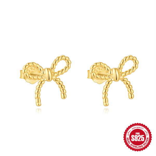 Gold-Plated Bow Stud Earrings