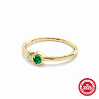 Gold-Finished Sterling Silver Bezel Ring