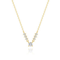 925 Silver Gold-Tone Cubic Zirconia Pendant Necklace