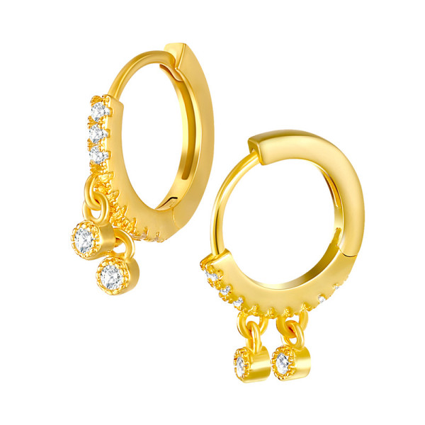 Gold-Plated Diamond Small Hoop Earrings