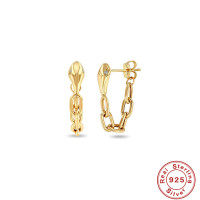 Gold-Tone Chain-Link Hoop Earrings