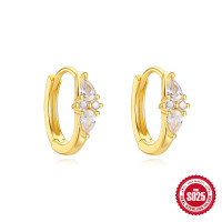 Gold-Plated Cubic Zirconia Huggie Earrings