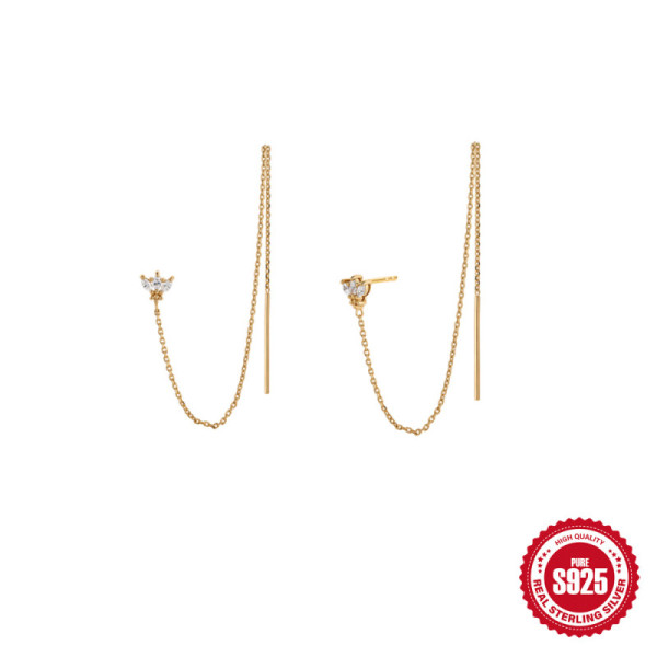 Gold-Finish Cubic Zirconia Threader Earrings