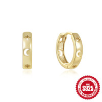 Gold-Plated Celestial Huggie Earrings
