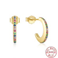 Gold-Finish Pavé Multicolor Small Hoop Earrings