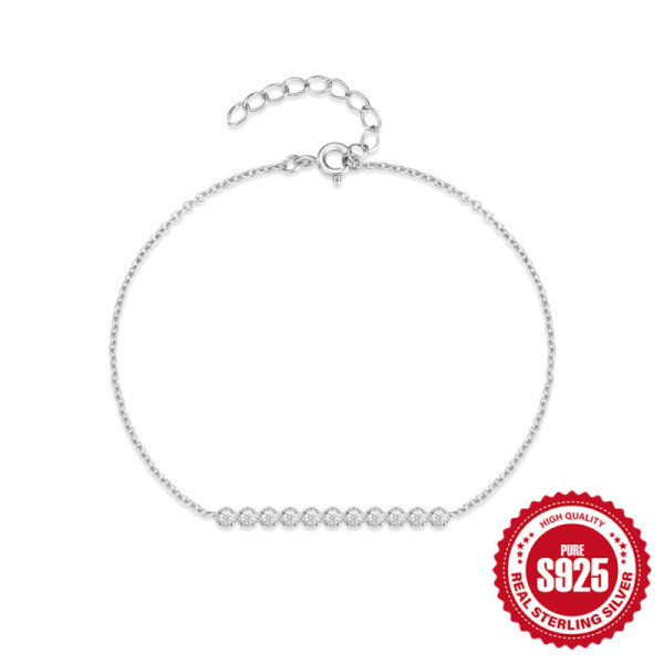 Sterling Silver Cubic Zirconia Chain Bracelet