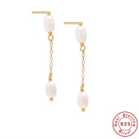 Gold-Tone Freshwater Pearl Dangle Earrings
