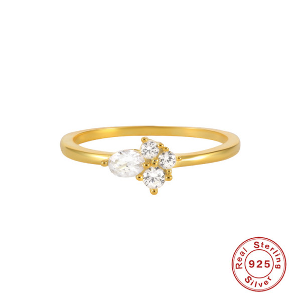 925 Silver Gold-Plated Cubic Zirconia Ring