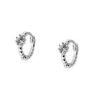 925 Silver Prong-Set Cubic Zirconia Huggie Earrings