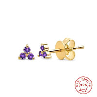 Gold-Tone Amethyst Stud Earrings