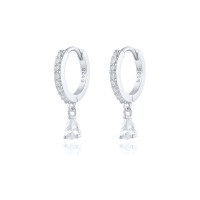 925 Silver Pavé Crystal Drop Huggie Earrings