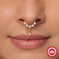 925 Silver Gold-Plated Star Charm Nose Ring