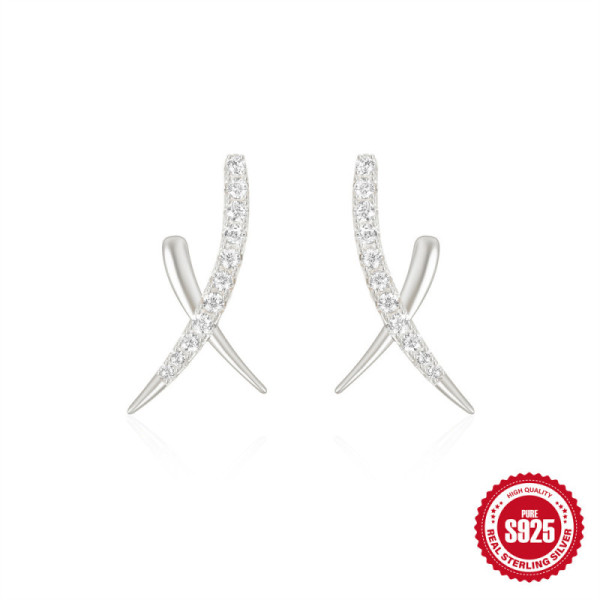 925 Silver Pavé Climber Earrings