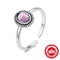 Sterling Silver Amethyst Open Band Ring
