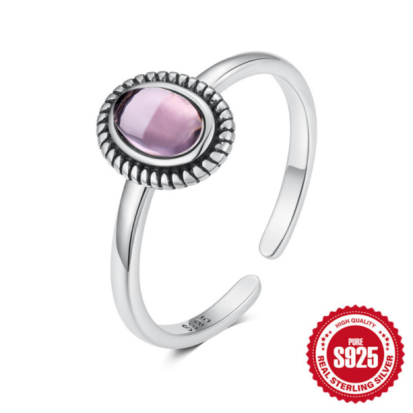 Sterling Silver Amethyst Open Band Ring