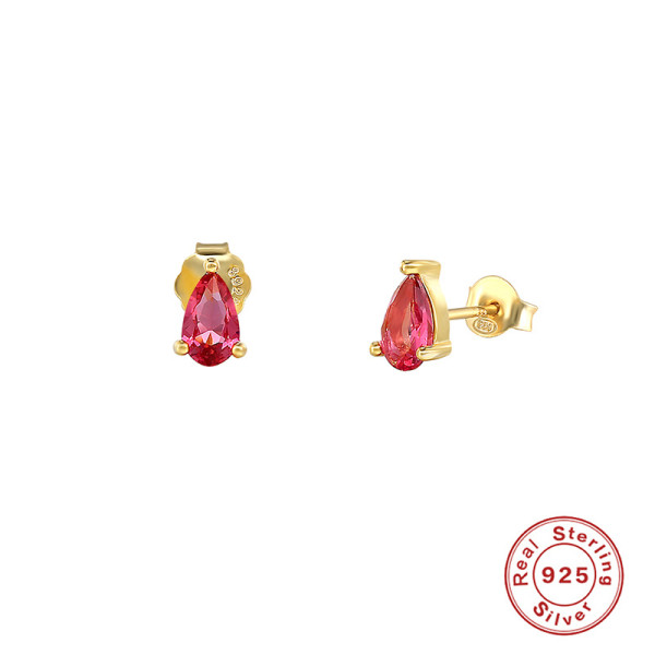 Gold-Plated Pink CZ Stud Earrings
