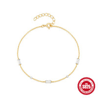 925 Silver Gold Chain Bracelet with Cubic Zirconia