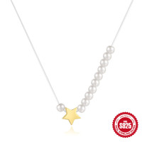 925 Silver Star Pendant Pearl Necklace