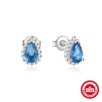 Silver Blue Topaz Stud Earrings